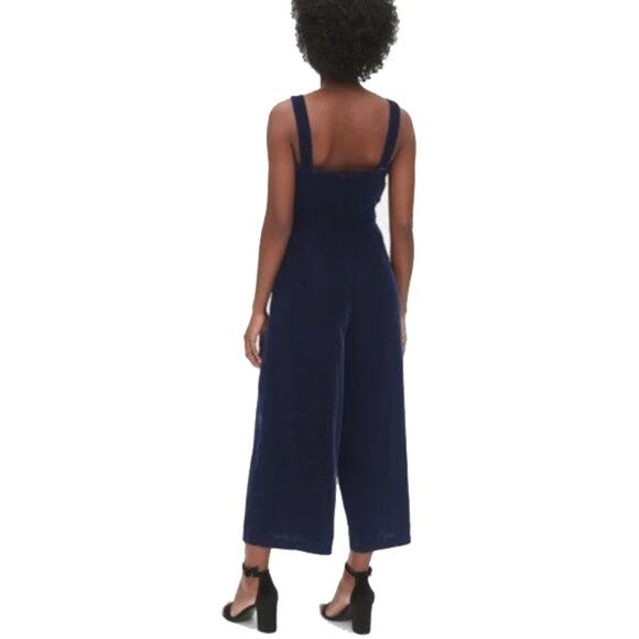 GAP Navy Blue Velvet Apron Wide-Leg Jumpsuit Size 14 NWT - Picture 3 of 8